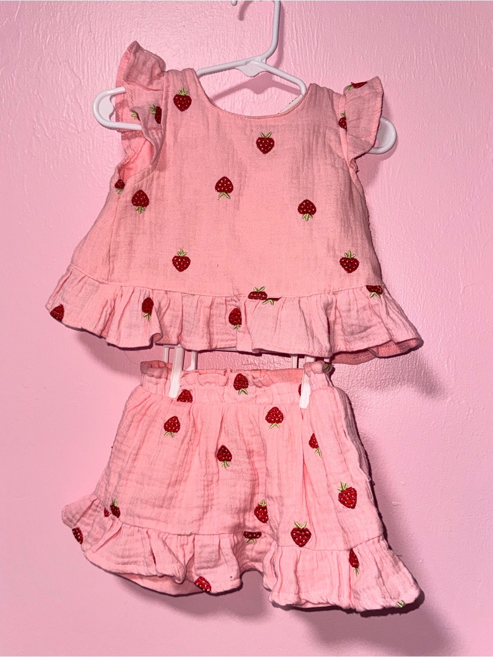 Pink Strawberry Ruffle Kids Matching Set - Picture 2 of 5